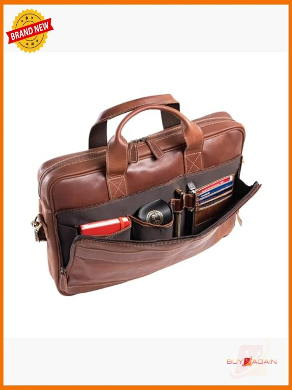 16 inch Leather Laptop Messenger Bag for Men Office Satchel